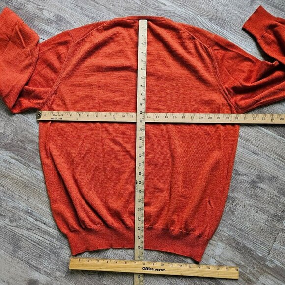 Thomas Pink XL Mens V-Neck Knit Sweater 100% Merino Wool Orange Made in Italy - Picture 9 of 12